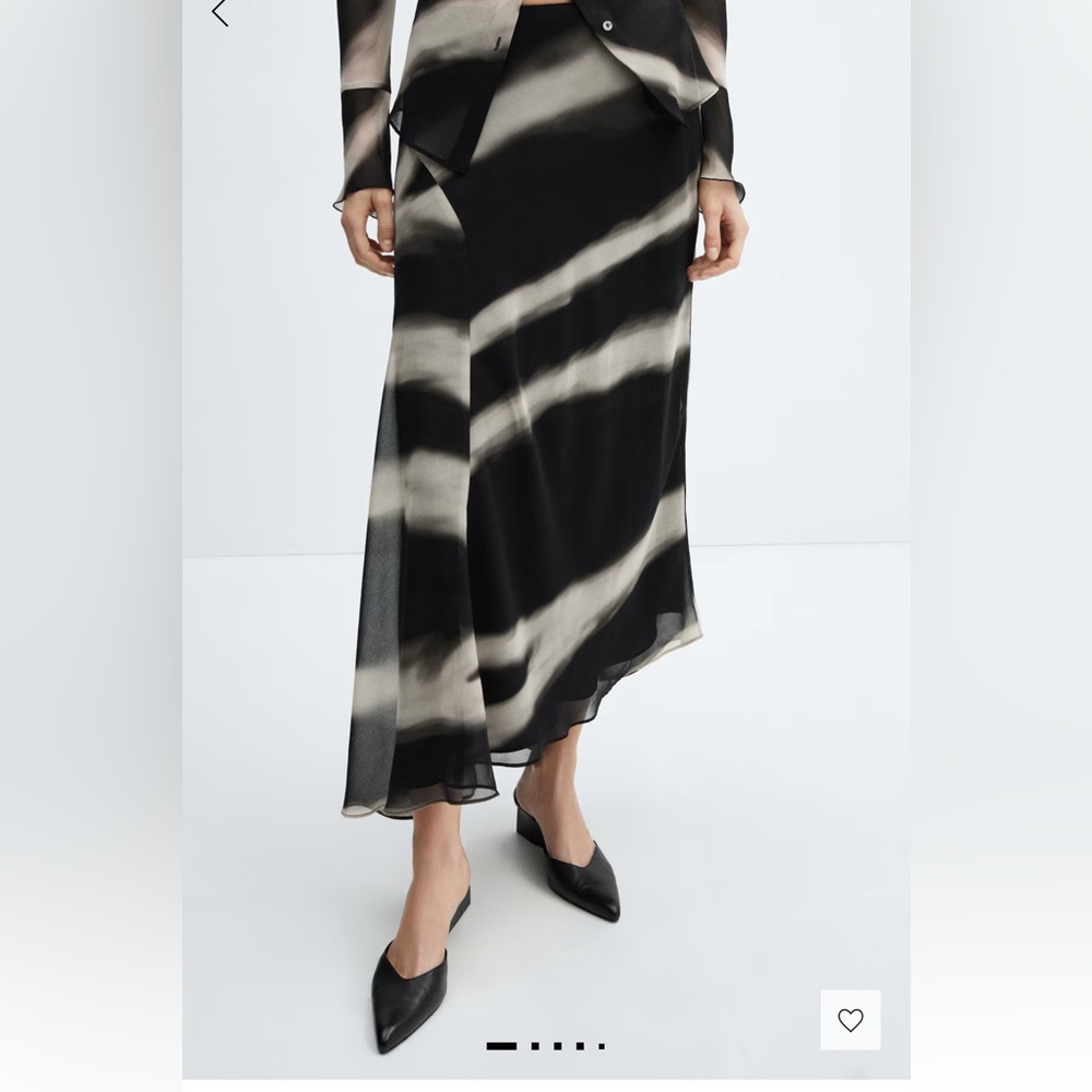 Mango Black and Cream Maxi Skirt Size M